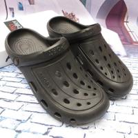 夏季超轻软底防滑拖鞋大头凉鞋包头洞洞鞋平底沙滩鞋防水雨鞋 男鞋黑色 男40(正码)