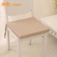 日式亚麻布椅垫方形办公室坐垫蒲团加厚透气榻榻米飘窗垫家用 方形拆洗 米白色 [千层棉芯]直径30*30*厚4cm儿