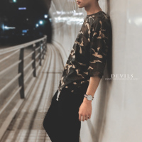 港仔夏季新款迷彩T恤男装韩版宽松百搭迷彩短袖男生青少年热卖潮T 迷彩色 S