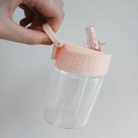 韩版屁桃君玻璃杯成人男女吸管水杯时尚可爱学生儿童便携随手杯子 空白透明裸杯350ml 裸杯