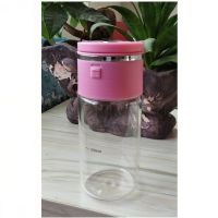 手动抽真空保鲜杯保鲜盒保鲜罐高硼硅玻璃便携旅行水杯真空杯新品 粉色350ML