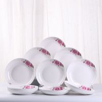 10个装景德镇家用盘子陶瓷菜盘圆盘方形盘碟子饭盘3/10个圆盘餐具 7英寸装菜盘--3个 [[夏 H]]花色