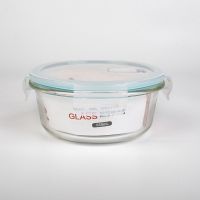 饭盒保鲜盒玻璃碗微波炉专用碗耐高温上班族带盖单人学生女便当盒 蓝色 650ml中圆