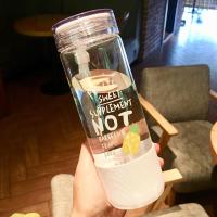 创意玻璃杯便携可爱学生水杯女随手杯韩国柠檬杯带盖茶杯情侣杯子 水果杯[菠萝]