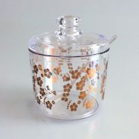 调料盒(配勺)家用套装塑料调料瓶调料罐 辣椒罐饭店味精盐鸡精盒 330ML印花调味缸 1只装