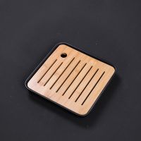 茶盘托盘办公家用简约迷你套装密胺干泡储水小茶台日式竹制小茶盘 小四方 黑色 19.5x19.5