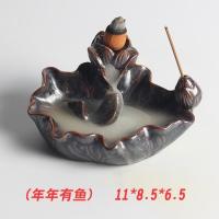 倒流香炉陶瓷家用室内香薰炉高山流水熏香檀香炉创意沉香炉小摆件 (特价清仓)年年有鱼