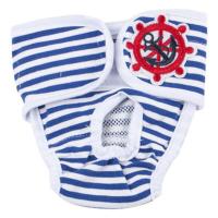 宠物姨妈裤柯基泰迪法斗猫咪狗狗安全裤防骚扰安全裤母狗生理裤 蓝色条纹 S号3-6斤