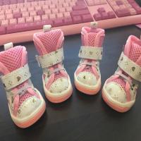 透气款狗狗鞋KBL宠物狗泰迪比熊鞋子 小狗鞋子春夏款单鞋KBL9051 粉色 1号内长3.5*宽2.5厘米