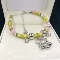 宠物铃铛狗铃铛长命锁狗猫铃铛泰迪比熊狗项链铃铛小型犬猫咪项链 黄绿色 S-小型