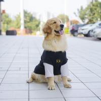 清新风猫咪狗狗衣服春夏薄款大中小型犬假两件泰迪柴 金毛宠物T恤 奶茶续命/黑灰 S 胸围35CM