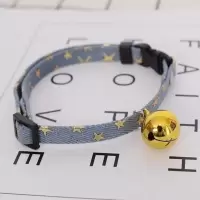 猫咪项圈铃铛狗狗项圈铃铛项链饰品泰迪小型犬铃铛宠物猫项圈 浅蓝金铃铛 S (适合0-5斤)