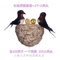 仿真燕子窝燕巢小燕子家居装饰品墙饰摆件吉祥鸟仿真鸟窝鸟巢.0.. 标准套装+2个小燕头