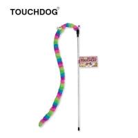猫咪玩具TOUCHCAT它它猫猫逗猫棒羽毛铃铛长杆小猫仙女棒宠物用品 彩色条子TCCP0030 均码(杆46CM)