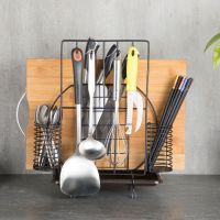 厨房置物架菜板置物多功能收纳宜家放砧板架子多功能收纳神器 致雅黑 简约收纳架