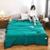 空调被夏季薄被子夏凉被单双人宿舍春秋被芯儿童水洗棉夏被可机洗 墨玉绿 75cmx100cm纯色午休被