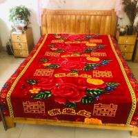 金丝绒保暖被套 保暖床单 特厚加柔 家用被罩 床上用品保暖喜字花 1.5x2米(满堂红) 特厚床单(喜字花)柔软