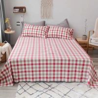简约床单无印日系风枕套格子学生宿舍加工北欧清爽少女粉格绿蓝格 棕红中格 1.0x2.2m 床单