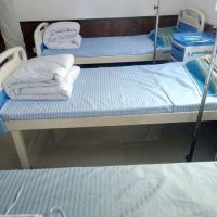 医院诊所宾馆养老院床上用品床单被套三件套涤纶加密加厚蓝白缎条 蓝缎条床单枕套各一个