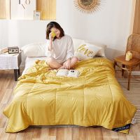 空调被可水洗大豆被夏季薄款被子夏凉被单双人空调被学生宿舍被 柠檬黄 110x150cm