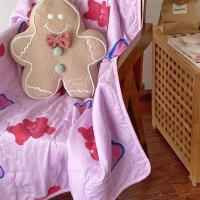 柔软原创设计可爱奶牛小熊空调被夏凉被薄毯子学生午休被子可机洗 粉色小熊被子