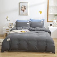 南极人 四件套床上用品双人床单被套床花边款单人学生宿舍三件套 绅士灰 1.2m床三件套