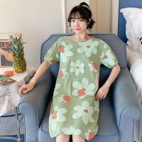 睡裙女夏季短袖棉质女士睡衣学生夏天薄款无袖可爱宽松大码家居服 单件8512 棉质睡裙 M (70-90斤)