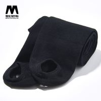 女童打底裤春秋季薄款儿童白色洋气连裤袜宝宝舞蹈踩脚黑色棉裤子 踩脚-平纹黑色 90码 建议身高80-90cm