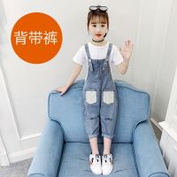 女童背带裤2021新款夏装 中大童7分裤子儿童牛仔裤小女孩七分短裤 口袋[亮钻背带裤]裤子 110 注意:此款偏大半码,