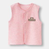 宝宝马甲春秋薄款婴儿保暖坎肩儿童卡通小孩彩棉男童女童背心外穿 彩棉薄款粉色马甲 73建议3-10个月18斤以下