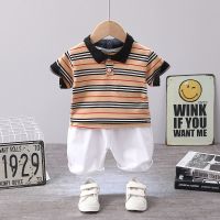 男童夏装套装2021夏季新款宝宝短袖polo衫婴儿童小孩洋气两件套潮 宝格丽白色 73[建议身高55-65]