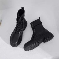 马丁靴女2021新款春夏季百搭单靴英伦风薄款透气靴子帅气夏季短靴 黑色【单里】 40