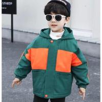 童装男童春秋装外套2021年新款儿童中大童秋冬加厚外套韩版风衣潮 绿色 春秋款 110 码建议身高100-110厘米