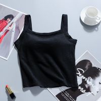 背心女外穿潮流打底衫文胸夏季薄款学生一体式吊带抹胸内衣带胸罩 黑色 [单件装] M 码[80-105斤]
