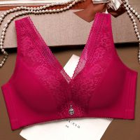 [亲肤好质量]大码内衣女聚拢文胸无钢圈薄款收副乳防下垂胸罩 酒红[单件装] 34/75 B