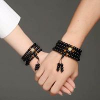 黑曜石佛珠手链十二生肖多圈手串学生男女情侣潮流韩版个性手串 黑曜石女6mm 生肖鼠