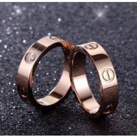 卡家学生对戒love男女一对情侣戒指女时尚简约同款送女友生日礼物 玫瑰金无钻4M 美码5号(内直径1.5CM)