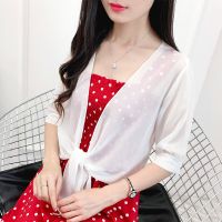 大码胖MM防晒衣女夏短款雪纺开衫薄款小披肩外套外搭女新款防晒衫 白色披肩 M(建议80-108斤)