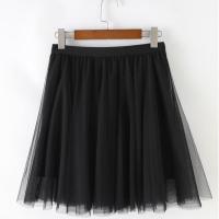 半身裙a字短裙小个子春夏季新款网纱裙黑色显瘦高腰纱裙女短款女 黑色 M码(80-100斤)