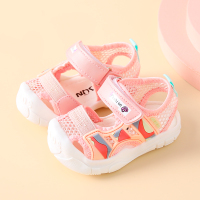 宝宝凉鞋学步鞋夏季防滑软底婴幼儿鞋子0-1岁3女童凉鞋网鞋布鞋男 心动粉 15码/内长12cm