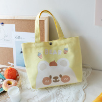 春款小熊帆布手提包女学生饭盒便当袋上班族手提袋带娃手拎小布包 黄色