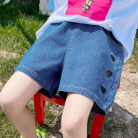 女童牛仔短裤2021新款夏季薄款外穿儿童裤子洋气宝宝大童五分中裤 深蓝 110cm