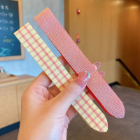夏季刘海贴儿童魔术贴发箍发饰碎发神器夏天宝宝发带女童头饰发卡 26#格子两件套E[长约32cm]
