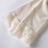 打底袜女春秋薄款外穿花边棉九分裤蕾丝打底裤女式螺纹裤外穿显瘦 燕麦白 均码 薄款170g