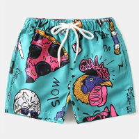 儿童沙滩裤男童花短裤时尚休闲小孩宽松热裤薄款夏季速干宝宝夏装 绿色 90cm(可开裆)