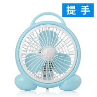 卡通小型电风扇迷你学生宿舍床上夹办公室台式静音寝室床头小风扇 蓝色 蓝色提手