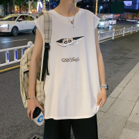 蜡笔小新无袖T恤男日系动漫宽松坎肩背心夏季学生百搭休闲马甲潮 白色 S