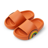 优调儿童彩虹拖鞋夏季亲子可爱宝宝男女童防滑小孩浴室居家室内 焦糖色（侧边四色） 内长15cm 适合2至2.5岁