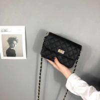 小香风菱格链条包包女2021新款潮百搭斜挎包chic迷你韩版小包迷你 黑色