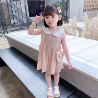 女童吊带连衣裙夏装洋气儿童韩版碎花裙子女孩宝宝无袖雪纺公主裙 碎花粉色 90cm